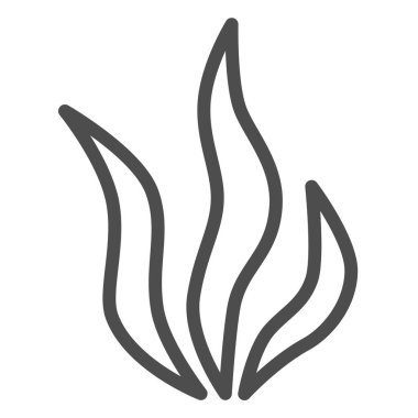 Deniz yosunu çizgisi ikonu, okyanus konsepti, beyaz arka planda alg işareti, mobil konsept ve web tasarımı için ana hatlı sualtı deniz bitkileri simgesi. Vektör grafikleri.