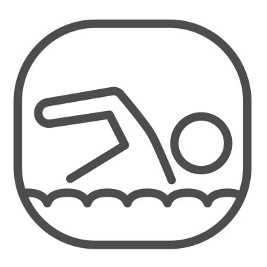 Yüzme çizgisi ikonu, denizcilik konsepti, insan beyaz arka planda deniz işaretinde yüzer, mobil konsept ve web tasarımı için ana hatlarda ikon yüzer. Vektör grafikleri.