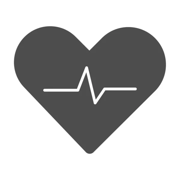 Hjärtslag solid ikon, Kardiologi koncept, Kardiogram tecken på vit bakgrund, hjärta med hjärtslag pulsikon i glyf stil för mobila koncept och webbdesign. Vektorgrafik. — Stock vektor