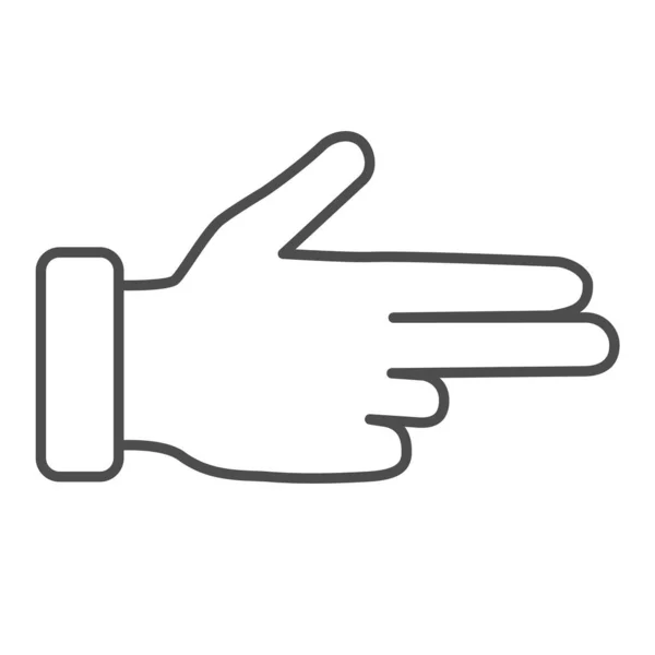 Three fingers gesture thin line icon, Hand gestures concept, Pointing fingers sign on white background, hand showing number three icon in outline style for mobile, web. Vector graphics. — Stock Vector