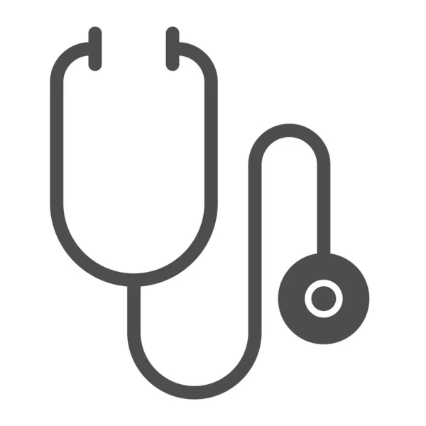 Stethoscoop solide pictogram, gezondheidszorg concept, medisch instrument voor het luisteren hartslag of ademhaling teken op witte achtergrond, stethoscoop pictogram in glyph stijl voor mobiel. vectorgrafieken. — Stockvector
