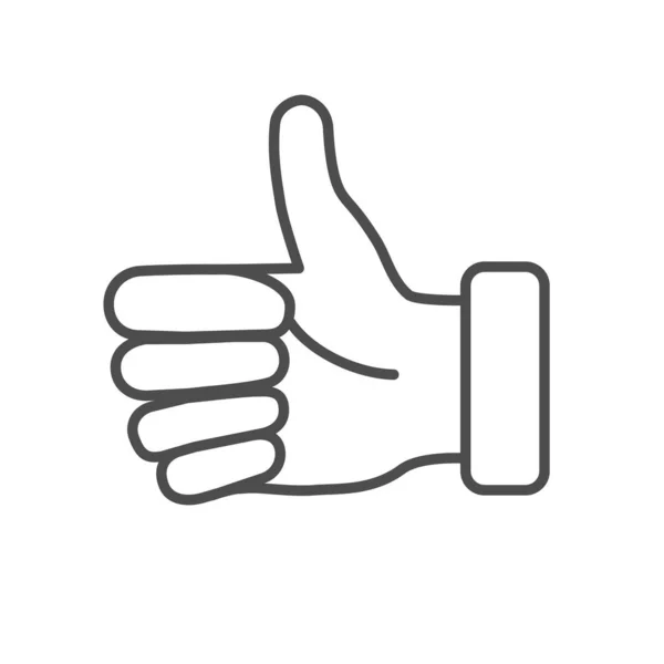 Comme icône de ligne mince geste, concept de gestes de la main, pouce vers le haut signe sur fond blanc, Approbation et comme signe dans le style de contour pour concept mobile et web design. Graphiques vectoriels . — Image vectorielle
