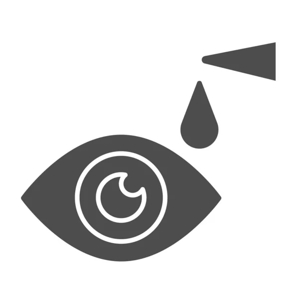 眼滴固体图标，保健概念，白色背景下的眼睛健康标志，应用眼滴与滴眼器图标的字形移动概念和网页设计。矢量图形. — 图库矢量图片