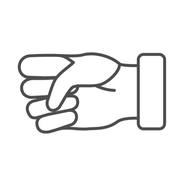 Icono de línea delgada puño, concepto de gestos de mano, signo de mano apretada sobre fondo blanco, icono de gesto de poder en el estilo de esquema para el concepto móvil y el diseño web. Gráficos vectoriales . — Archivo Imágenes Vectoriales