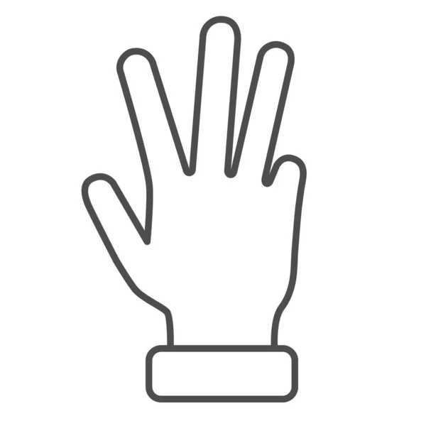 Dört parmak ince çizgi simgesi, jest konsepti, beyaz arkaplandaki işaretleri sayma, el, mobil ve web tasarımı için taslak biçimli dört parmak simgesi gösteriyor. Vektör grafikleri. — Stok Vektör