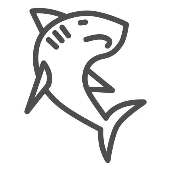 Icona linea squalo, concetto oceano, pericolo segno pesce marino su sfondo bianco, icona silhouette squalo in stile contorno per il concetto di mobile e web design. Grafica vettoriale . — Vettoriale Stock