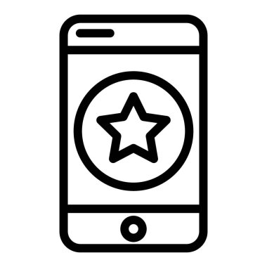 Yıldız çizgisi ikonlu cep telefonu. Beyazda izole edilmiş akıllı telefon vektör illüstrasyonunda favoriler. Cep telefonu favori tasarımı, web ve uygulama için tasarlanmış. Eps 10.