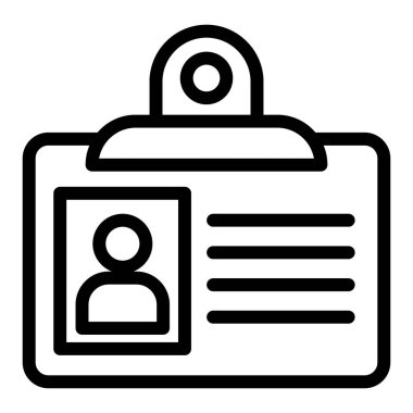 Kopça çizgisi simgesi olan kimlik kartı. Kimlik kartı bilgisayar vektör çizimi beyaza izole edildi. Kimlik rozeti tasarımı, web ve uygulama için tasarlanmış. Eps 10.