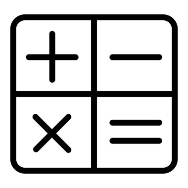 Hesap makinesi çizgi simgesi. Elektronik vektör çizimi beyaza izole edildi. Web ve uygulama için tasarlanmış muhasebe tasarımı. Eps 10.