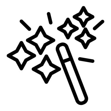 Sihirli değnek çizgisi simgesi. Beyaz üzerine izole edilmiş heceleme vektörü çizimi. Mucize tasarımı, web ve uygulama için tasarlandı. Eps 10.