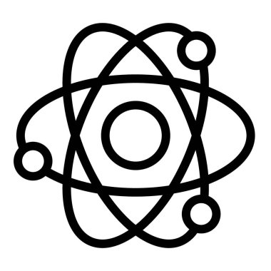 Atom çizgisi simgesi. Nükleer güç vektörü çizimi beyaza izole edildi. Molekül tasarımı, web ve uygulama için tasarlandı. Eps 10.