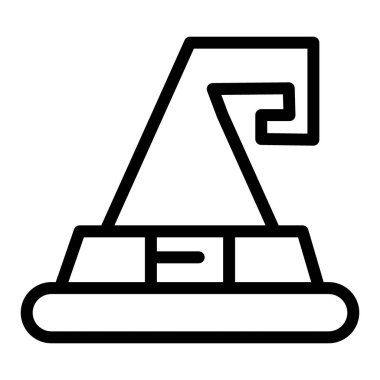 Büyücü şapkası çizgisi simgesi. Cadı şapkası çizimi beyaza izole edildi. Sihirli şapka tasarımı, web ve uygulama için tasarlandı. Eps 10.