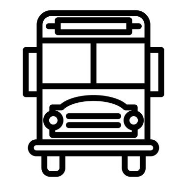 Okul servisi çizgisi simgesi. Araç vektör çizimi beyaza izole edildi. Web ve uygulama için tasarlanmış taşıma ana hatları tasarımı. Eps 10.