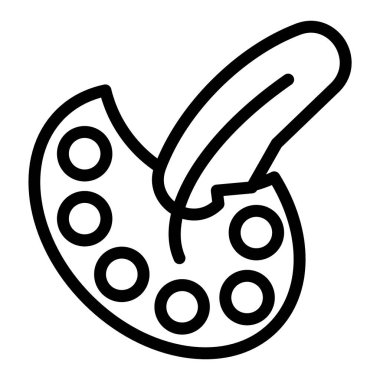 Tüy çizgisi ikonlu palet. Boya kiti vektör illüstrasyonunu beyaza izole et. Sanat tasarımı, web ve uygulama için tasarlandı. Eps 10.