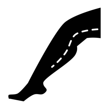 Dişi bacak sert bir ikon. Kadın bacak çizimi beyaza izole edilmiş. Vücut kabartma tasarımı, web ve uygulama için tasarlanmış. Eps 10.