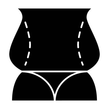 Kadın sırt şişman figürü katı bir ikon. Obezite kadın vücut vektör çizimi beyaza izole edildi. Kilolu kız kabartma tasarımı, web ve uygulama için tasarlanmış. Eps 10.