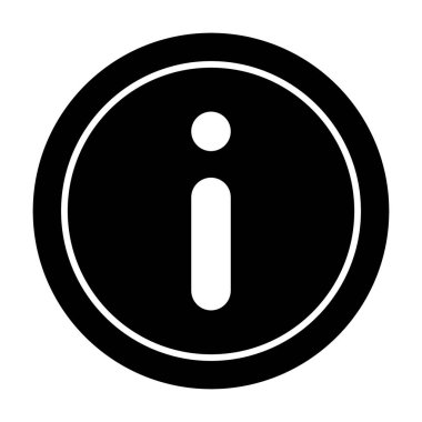 Bilgi sembolü daire şeklindeki katı simge. Bilgi işareti vektör illüstrasyonu beyazda izole edildi. Faq glyph tasarımı, web ve uygulama için tasarlandı. Eps 10.