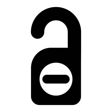 Katı simgeyi bozmayın. Kapı askısı vektör çizimi beyaza izole edildi. Otel, web ve uygulama için tasarlanmış askı kabartma tasarımı rahatsız etmez. Eps 10.