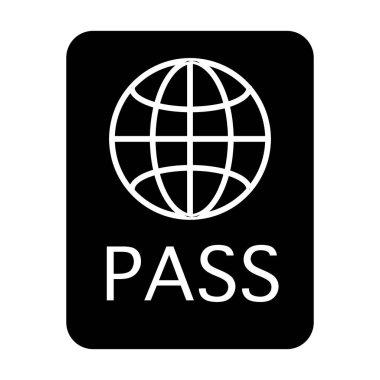 Pasaport katı simgesi. Beyaz üzerine izole edilmiş belge vektör illüstrasyonu. Kimlik tasarımı, web ve uygulama için tasarlanmış. Eps 10.