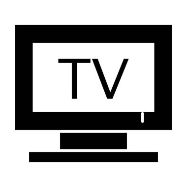 Televizyon katı ikonu. Televizyon vektör illüstrasyonu beyazda izole edildi. Ekran kabartma tasarımı, web ve uygulama için tasarlandı. Eps 10.
