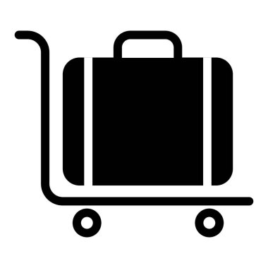 Bagajda sağlam bir ikon. Kargo taşıma vektör çizimi için el arabası beyaza izole edildi. Ağ ve uygulama için tasarlanmış bagaj kabartma stili tasarımı olan el arabası. Eps 10.