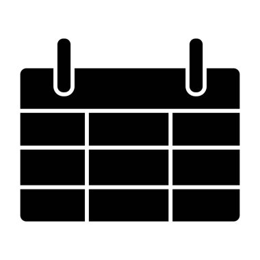 Takvim katı simgesi. Hatırlatma vektör illüstrasyonu beyazda izole edildi. Bağlayıcı takvim kabartma tasarımı, web ve uygulama için tasarlandı. Eps 10.