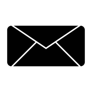 Zarf katı simgesi. Harf vektör çizimi beyaza izole edildi. Web ve uygulama için tasarlanmış e-posta glyph tarzı tasarım. Eps 10.