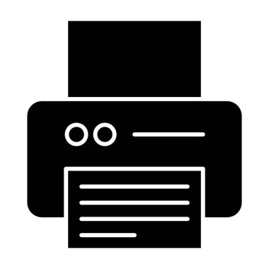 Yazıcı katı simgesi. Ofis yazıcı vektör illüstrasyonu beyaza izole edildi. Aygıt kabartma tasarımı, web ve uygulama için tasarlandı. Eps 10.