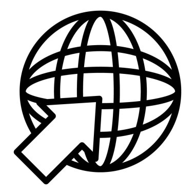 Web sitesi simgesi. Beyaz üzerine ok işareti çizimi olan dünya. Ağ tasarımı, web ve uygulama için tasarlandı. Eps 10.