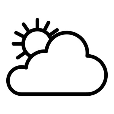 Güneş ve bulut çizgisi ikonu. Parlak hava vektör illüstrasyonu beyazda izole edildi. Sunny outline tasarımı, web ve uygulama için tasarlandı. Eps 10.
