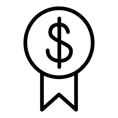 Dolar ve kurdele çizgisi ikonu. Para vektörü çizimi beyaza izole edildi. Dolar işareti tasarımı, web ve uygulama için tasarlanmış. Eps 10.