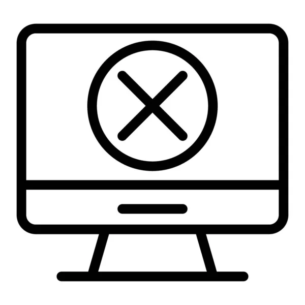 Комп'ютер з піктограмою лінії позначки x. Екран з хрестом Векторні ілюстрації ізольовані на білому. Помилка на екрані контурного дизайну стилю, призначеного для веб та додатків. Епс 10 . — стоковий вектор