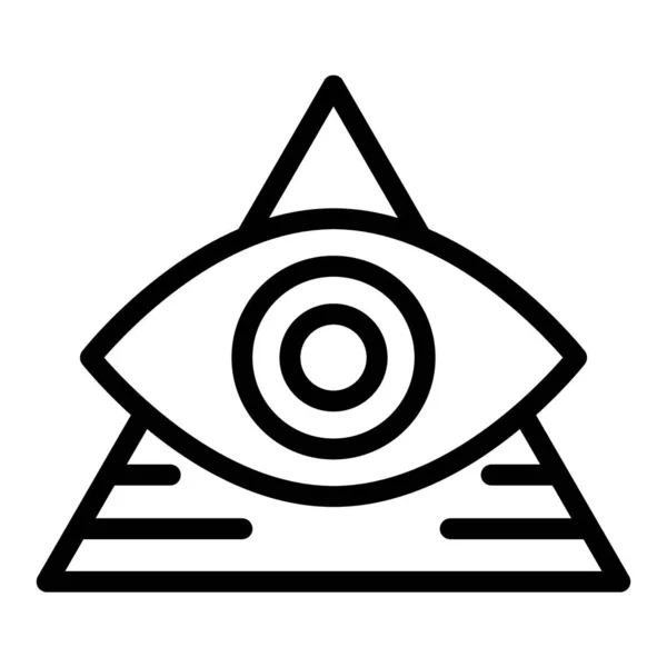 Todos viendo el icono de la línea ocular. Pirámide con ilustración de vectores oculares aislada en blanco. Diseño de estilo triángulo y contorno de ojos, diseñado para web y app. Eps 10 . — Vector de stock