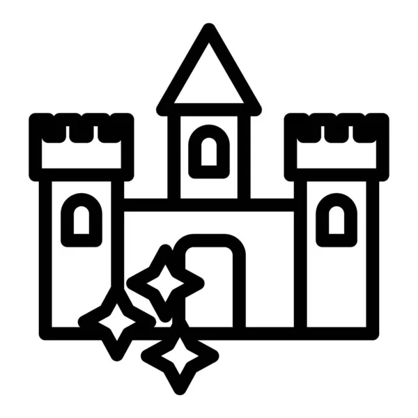 Castle line icon. Medieval castle with stars vector illustration isolated on white. Architecture outline style design, designed for web and app. Eps 10. — Stock Vector