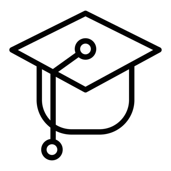 Ícone de linha de boné de graduação. Ilustração do vetor do chapéu isolado no branco. Academyc cap design estilo esboço, projetado para web e app. Eps 10 . — Vetor de Stock