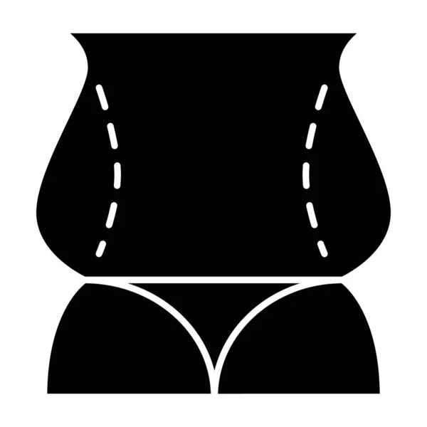 Γυναίκα πίσω λίπος φιγούρα στερεά εικόνα. Η παχυσαρκία γυναίκα σώμα διανυσματική απεικόνιση απομονώνονται σε λευκό. Υπέρβαρο κορίτσι glyph στυλ σχεδιασμού, σχεδιασμένο για web και app. Eps 10. — Διανυσματικό Αρχείο