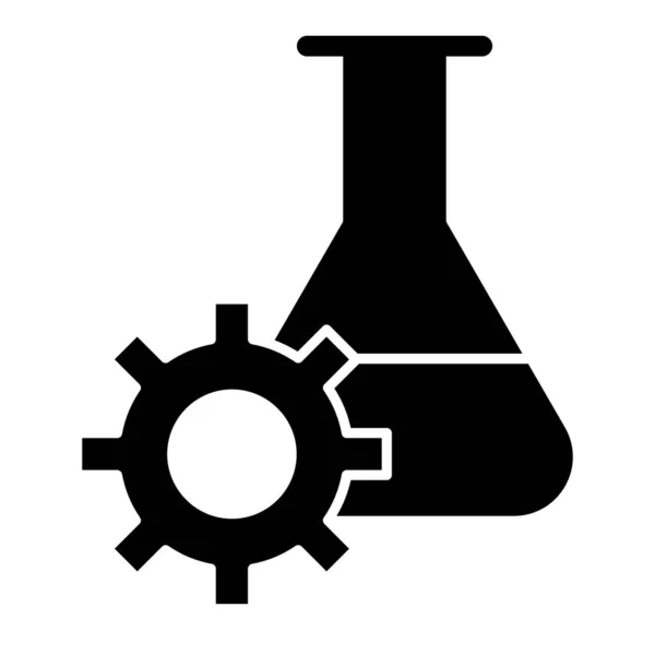 Pesquisa experimental ícone sólido. Laboratório frasco e engrenagem vetor ilustração isolado em branco. Roda de engrenagem e design de estilo de glifo de tubo de teste, projetado para web e aplicativo. Eps 10 . —  Vetores de Stock