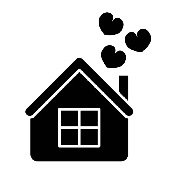 Будинок з сердечками тверда ікона. Домашня векторна ілюстрація ізольована на білому. Люблю гліф стиль дизайн, призначений для веб і додатків. Епс 10 . — стоковий вектор