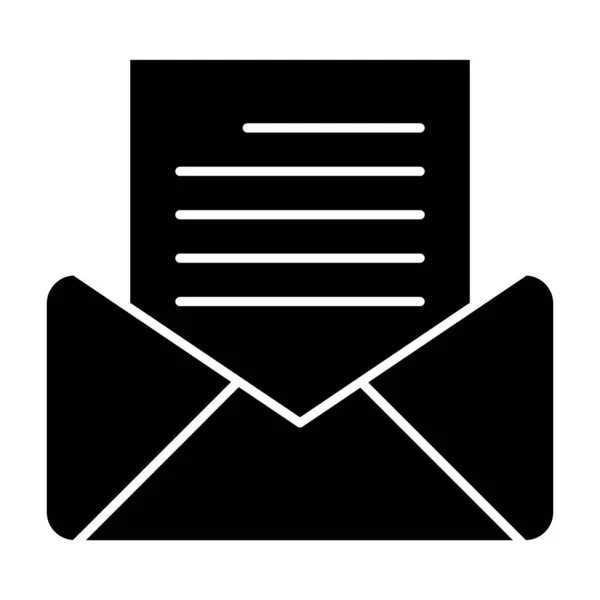 Öffnen Sie E-Mail solide Symbol. Brief mit Umschlagvektorabbildung isoliert auf weiß. Mailglyphen-Design, entworfen für Web und App. Eps 10. — Stockvektor