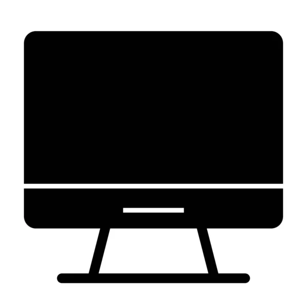Computer icona solida. Illustrazione vettoriale desktop isolata su bianco. Monitora il design in stile glifo, progettato per web e app. Eps 10 . — Vettoriale Stock