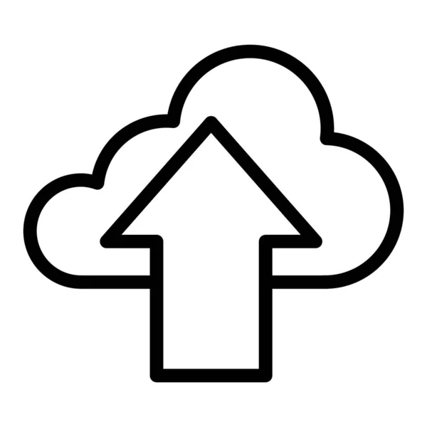 Descargar en el icono de la línea de nube. Nube con ilustración vectorial de flecha aislada en blanco. Diseño de estilo de esquema de datos, diseñado para web y aplicación. Eps 10 . — Archivo Imágenes Vectoriales