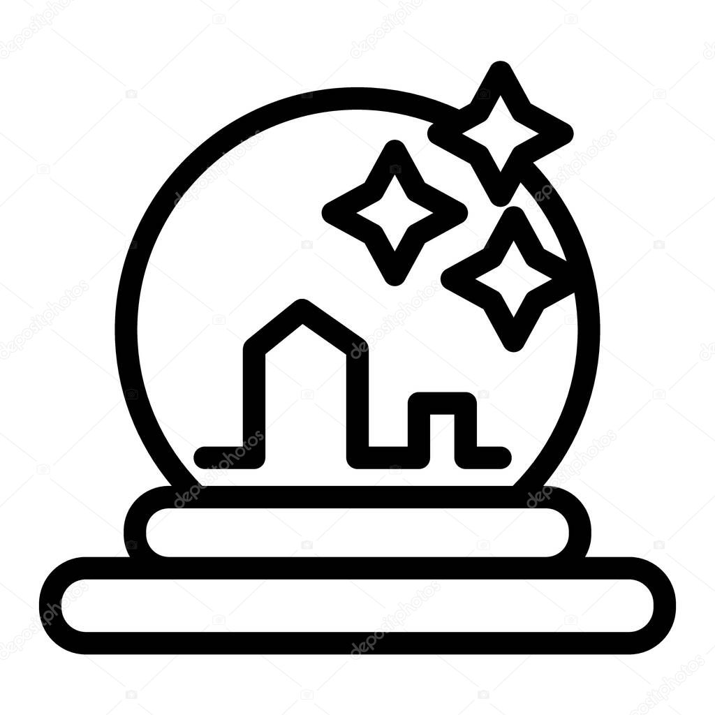 Crystal ball line icon. Magician ball with stars vector illustration isolated on white. Glass sphere outline style design, designed for web and app. Eps 10.