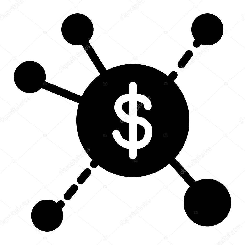 Revenue streams solid icon. Dollar spread vector illustration isolated on white. Infographic glyph style design, designed for web and app. Eps 10