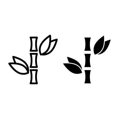 Bambu çizgisi ve sembol. Hint kamışı çizimi beyaza izole edilmiş. Ağaç ana hatları tasarımı, web ve uygulama için tasarlanmış. Eps 10.