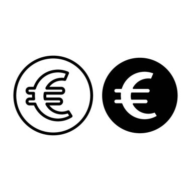 Çember çizgisi ve sembol olarak Euro işareti. Euro sikkesi y vektör illüstrasyonu beyaza izole edildi. Para ana hatları tasarımı, web ve uygulama için tasarlandı. Eps 10.