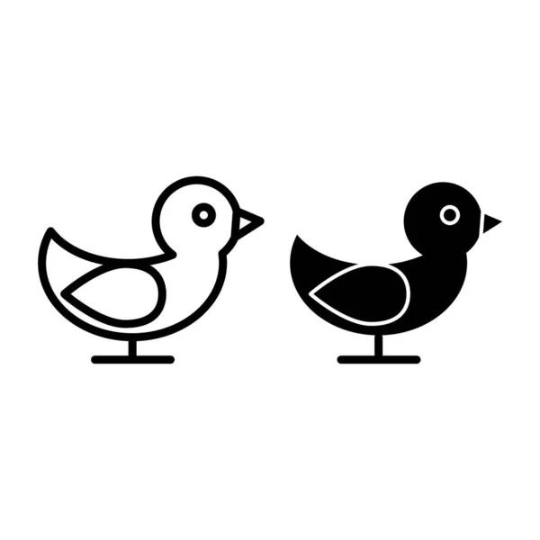 Лінія птахів і значок гліфів. Векторні ілюстрації тварин ізольовані на білому. Контурний дизайн стилю природи, розроблений для веб та додатків. Епс 10 . — стоковий вектор