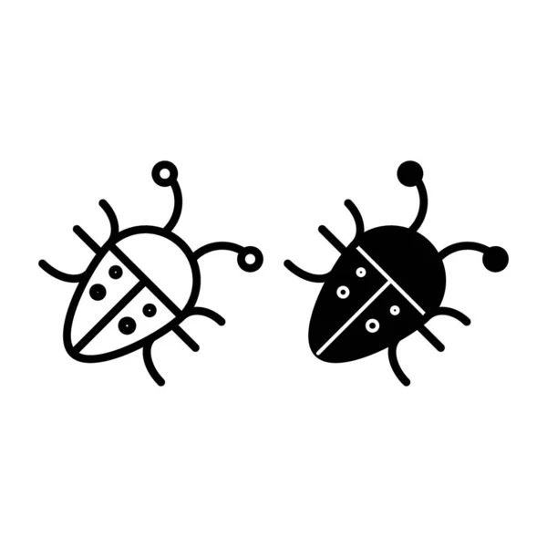 Ligne de bug et icône de glyphe. Illustration vectorielle d'insectes isolée sur blanc. Conception de style de contour de scarabée, conçu pour le web et l'application. Eps 10 . — Image vectorielle