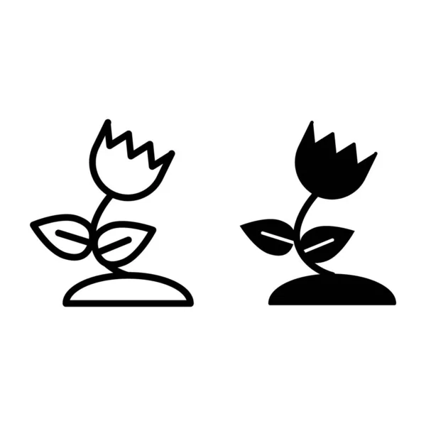 Tulpanlinje och glyf-ikon. Blommig vektor illustration isolerad på vitt. Spring blomma skissera stil design, utformad för webb och app. Eps 10. — Stock vektor