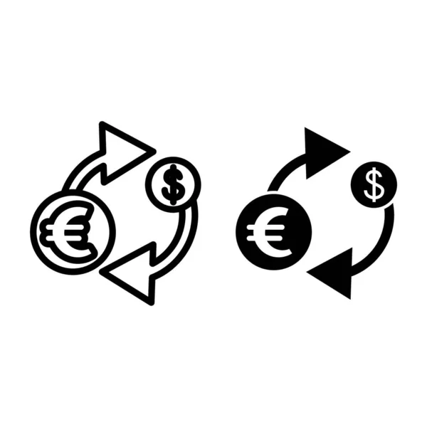 Linha de câmbio e ícone de glifo. Ilustração do vetor da moeda isolada no branco. Desenho de estilo de contorno de dólar, projetado para web e aplicativo. Eps 10 . — Vetor de Stock