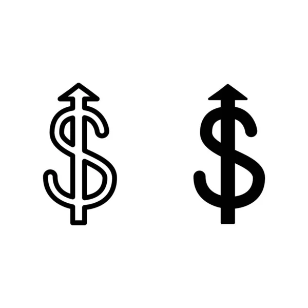 Dollar growth line and glyph icon. Currency vector illustration isolated on white. Money outline style design, designed for web and app. Eps 10. — Stock Vector